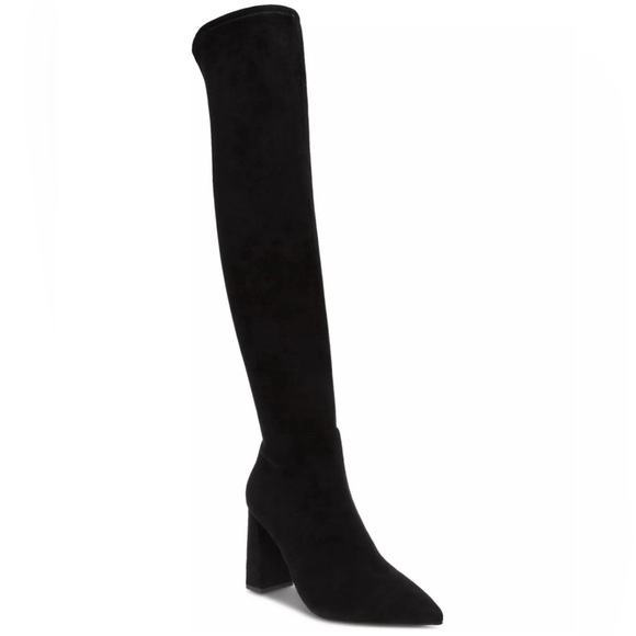 Women’s Black Pointed Toe Block Heel Eileene Wild Pair Over the Knee Boots - Picture 6 of 6